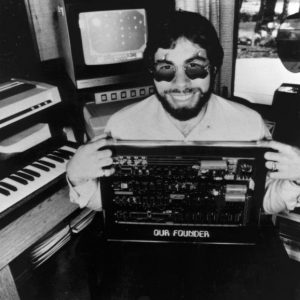 Woz with an Apple 1 Board